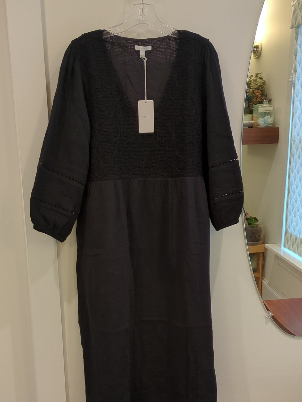 Johnny Was Black Dolman Midi Dress